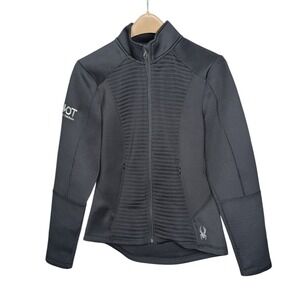Spyder Black Zip Performance Jacket Women's M Ribbed Stretch Athletic Ski S16522